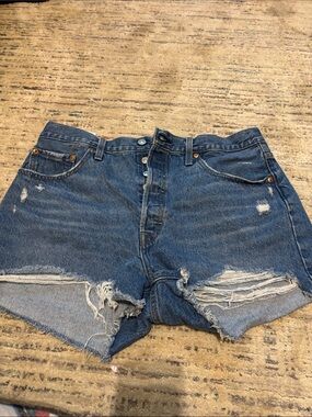 Levi's Distressed Blue Denim Cutoff Shorts